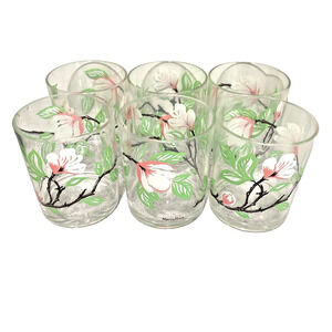 HJ Stotter Acrylic Tumblers Plastic Set (6) Marcelline Floral Dogwood 1970’s